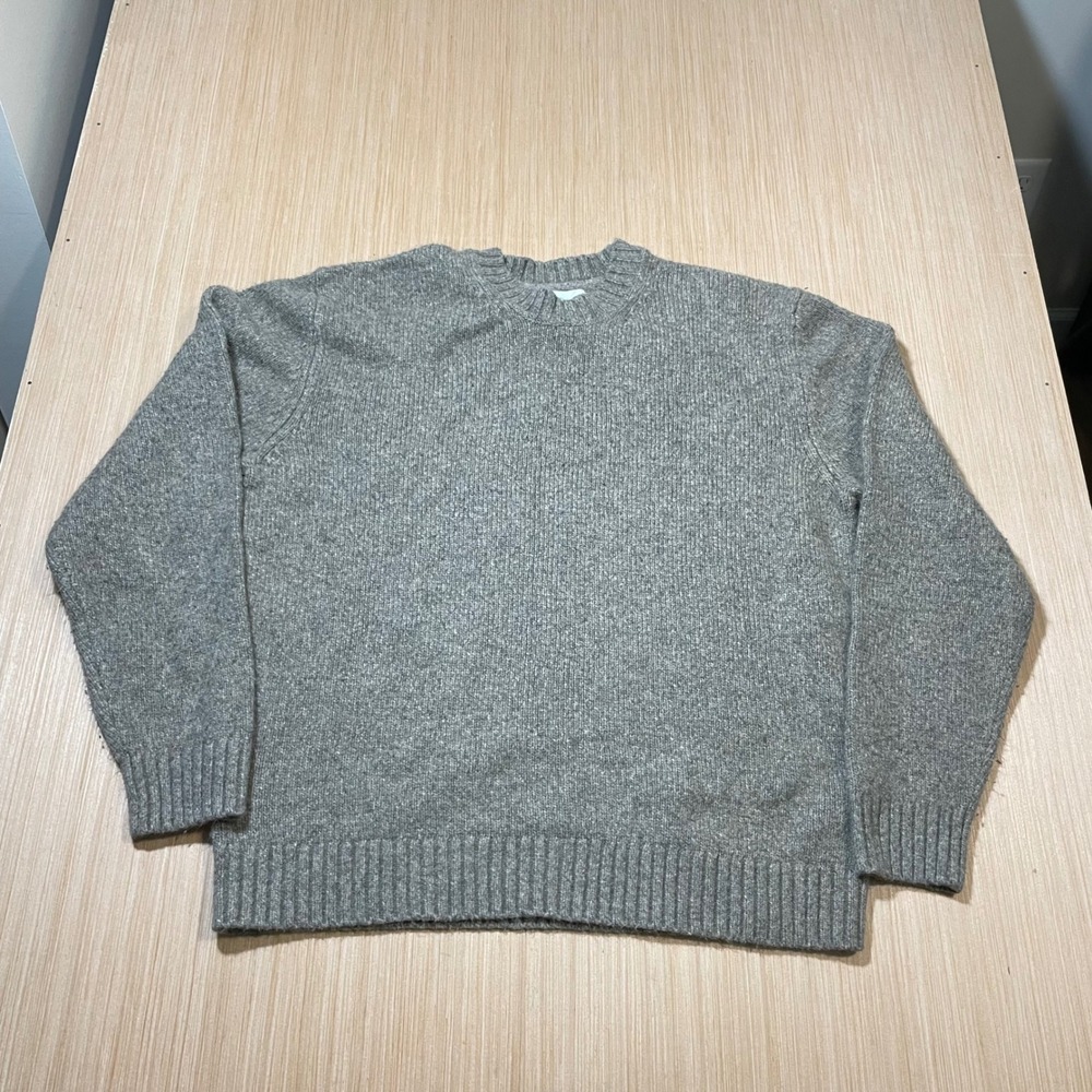 Abercrombie & Fitch Sweater Mens Large Grey Ribbed Knit Soft Crewneck Pullover